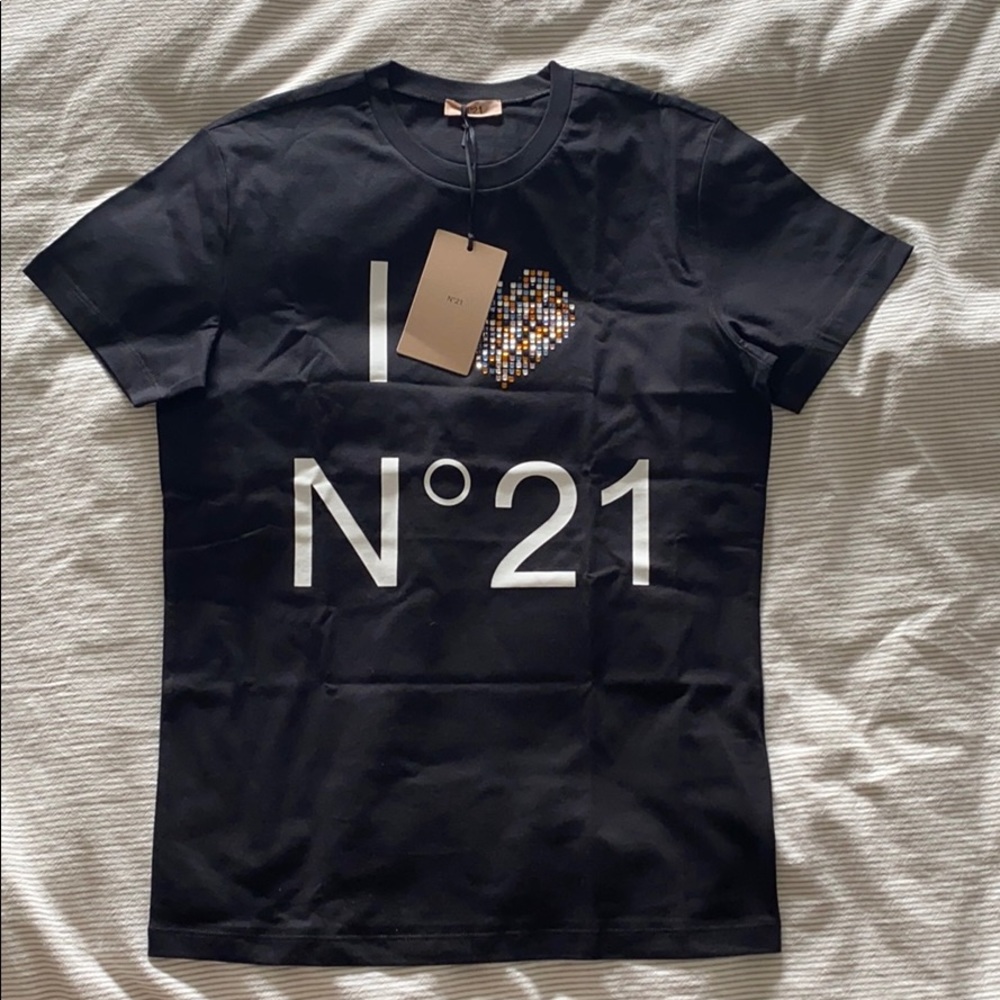 N 21 Big Kids logo T-Shirts in black